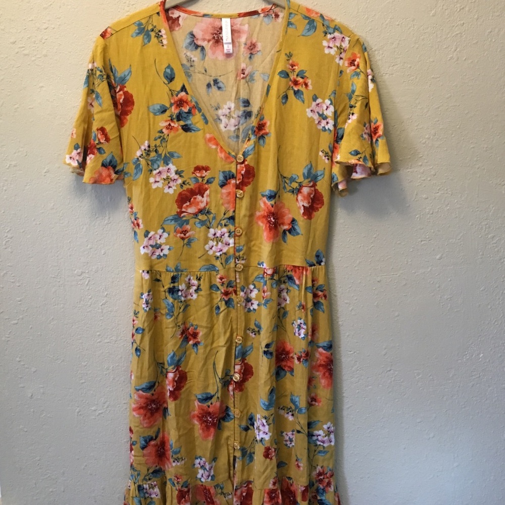 Xhilaration Yellow Floral Dress - Picture 6 of 8